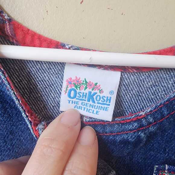 Vintage Oshkosh B'gosh Denim Dress Size 5 Made in USA Plaid Pink Label - Picture 7 of 7